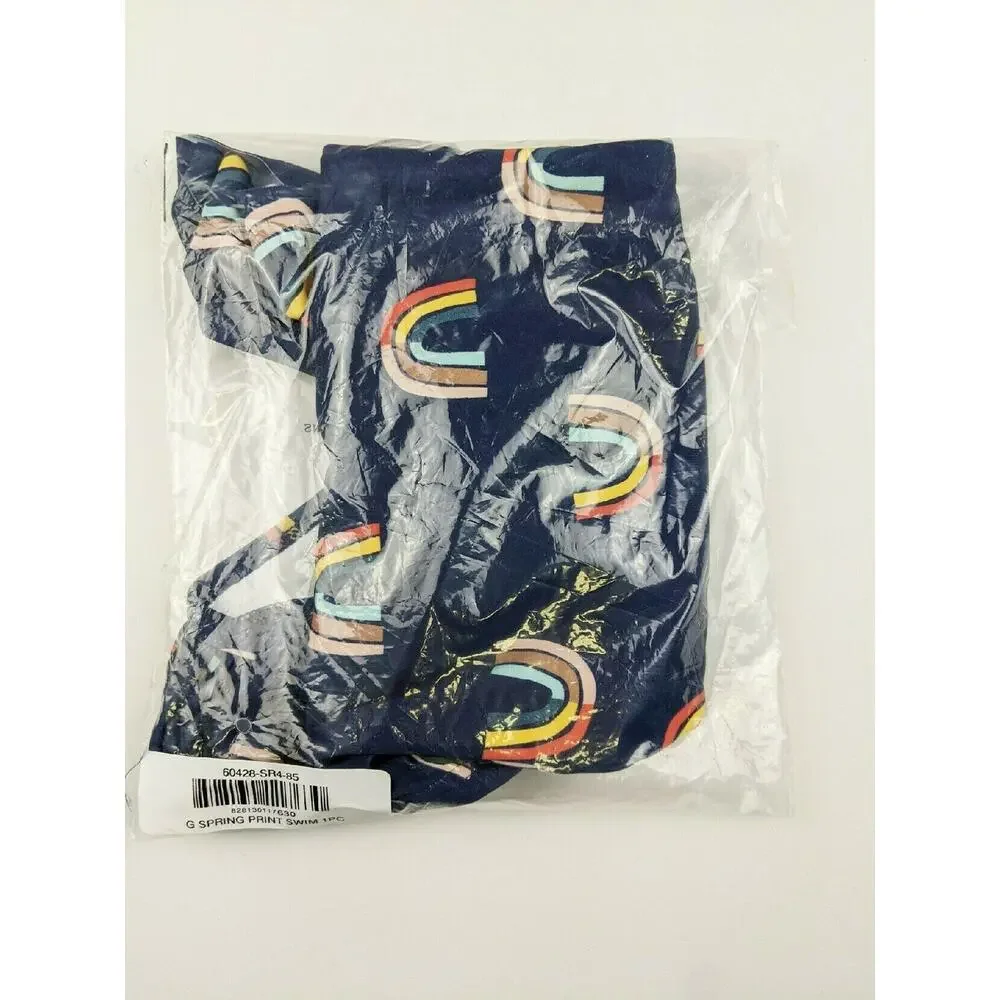 Hanna Andersson Navy Rainbow Swimsuit One Piece 2T